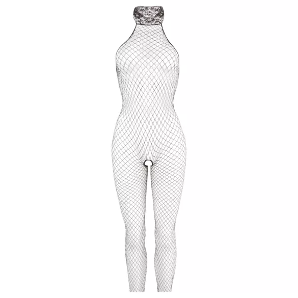 NO:XQSE - Bodystocking z kołnierzem - siateczka - czarny - M/L