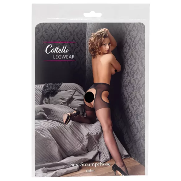 Cottelli - pończochy erotyczne - czarne - L/XL