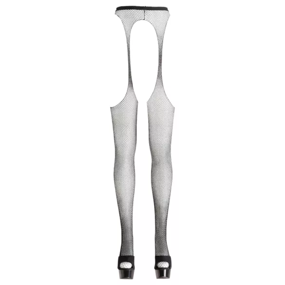 Cottelli - pończochy erotyczne kabaretki - czarne - L/XL
