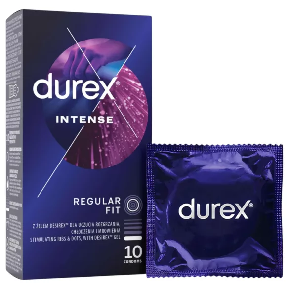 Durex Intense - prezerwatywy prążkowane i wypustkowane (10 szt.)