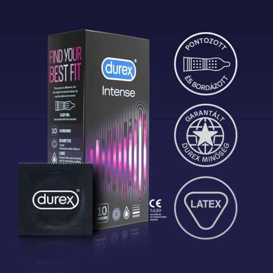 Durex Intense - prążkowane i nakrapiane prezerwatywy (10 sztuk) -