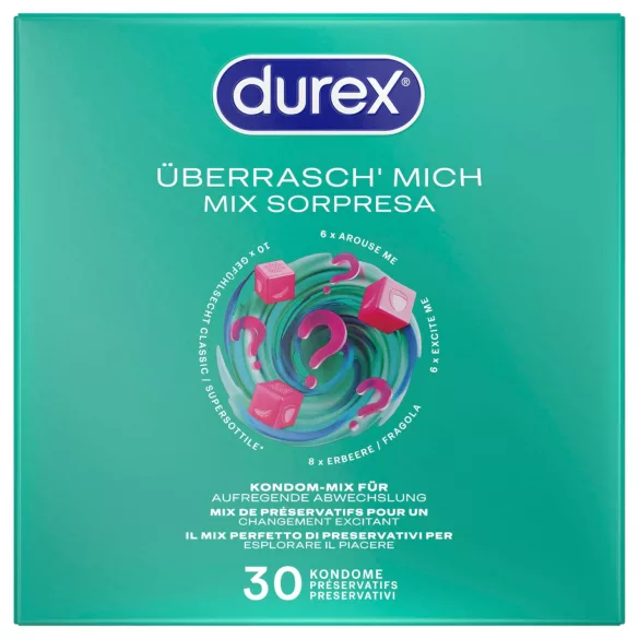 Durex Surprise Me - prezerwatywy - zestaw różnorodnych - 30 sztuk