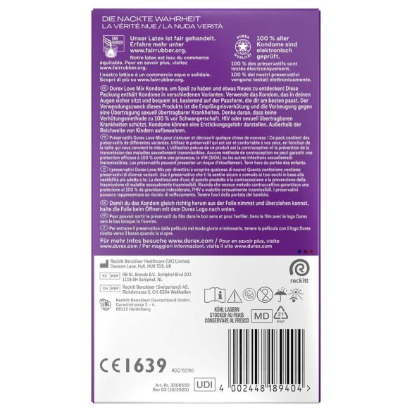 Durex Love Mix - prezerwatywy - zestaw mix - 18 sztuk