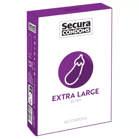 Secura Padlizsán - prezerwatywy extra duże - 60mm - 48 sztuk