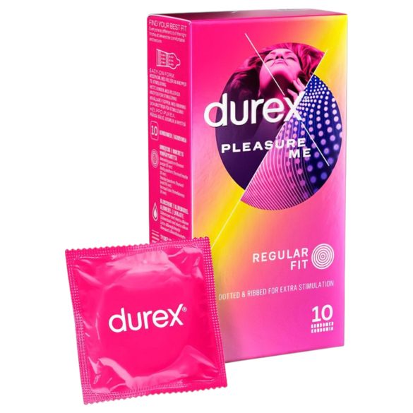 Durex Pleasure Me - prążkowane i punktowane prezerwatywy (10 szt.)