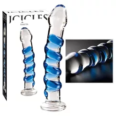   Icicles No. 5 - szklany dildo spiralny - przezroczysty niebieski