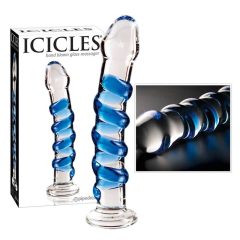   Icicles No. 5 - spiralne szklane dildo (przezroczysto-niebieskie)