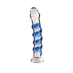   Icicles No. 5 - spiralne szklane dildo (przezroczysto-niebieskie)