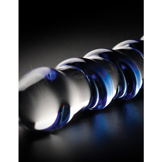 Icicles No. 5 - spiralne szklane dildo (przezroczysto-niebieskie)