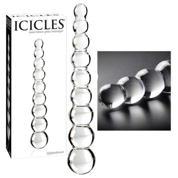 Icicles No. 2 - Szklany Dildo w Kształcie Kuli (Przezroczysty)