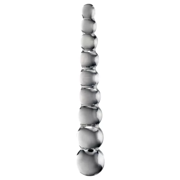 Icicles No. 2 - szklany dildo z kulkami - przezroczysty