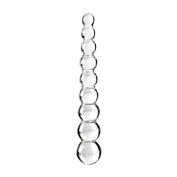 Icicles No. 2 - szklany dildo z kulkami - przezroczysty