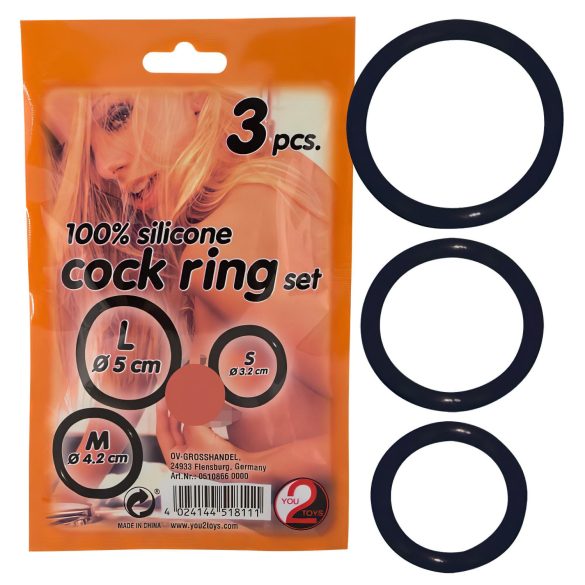 You2Toys - Trio silikonowych pierścieni erekcyjnych - czarne