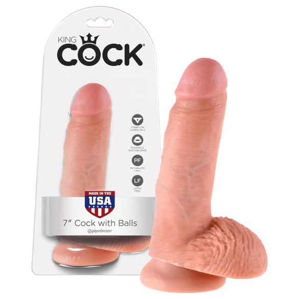 Dildo King Cock 7 z jądrami (18 cm) - naturalny