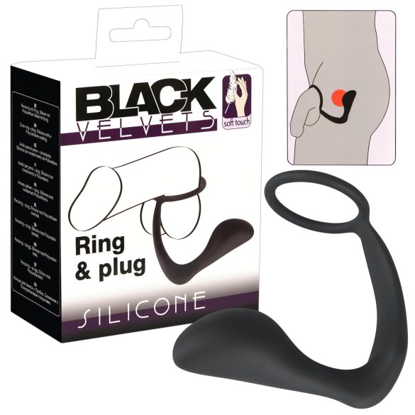Black Velvet - plug analny z pierścieniem (czarny)