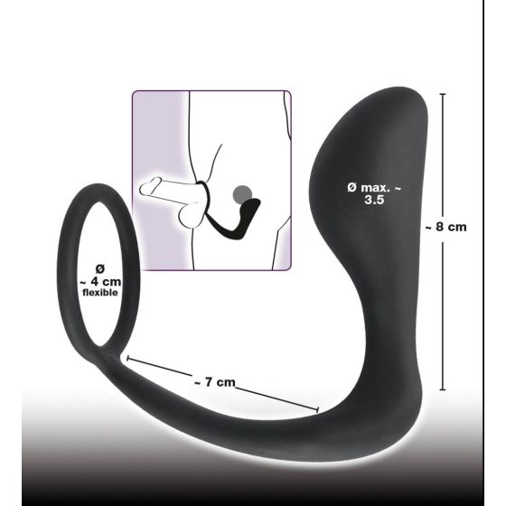 Czarny aksamitny rękaw analny z pierścieniem na penisa (czarny)