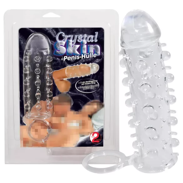 Crystal Skin - nakładka na penisa z pierścieniem - przezroczysta