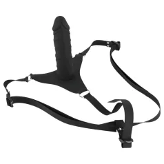 You2Toys - silikonowy strap-on - dopinane dildo (czarne)