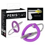   Penisplug - silikonowy pierścień na penisa ze stożkiem cewki moczowej (fioletowo-srebrny)