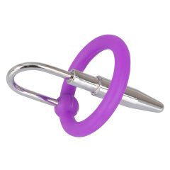   Penisplug - silikonowy pierścień na penisa ze stożkiem cewki moczowej (fioletowo-srebrny)