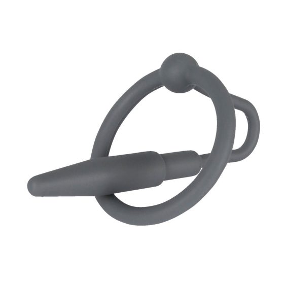 Penisplug - silikonowy pierścień żołędziowy ze stożkiem cewki moczowej (szary)