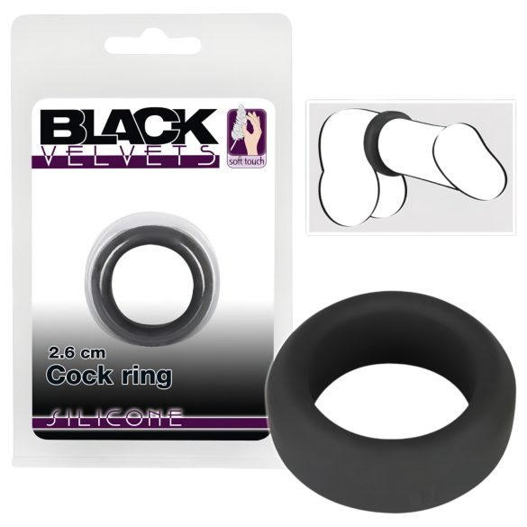 Black Velvet - gruba czarna obrączka na penisa 2,6cm
