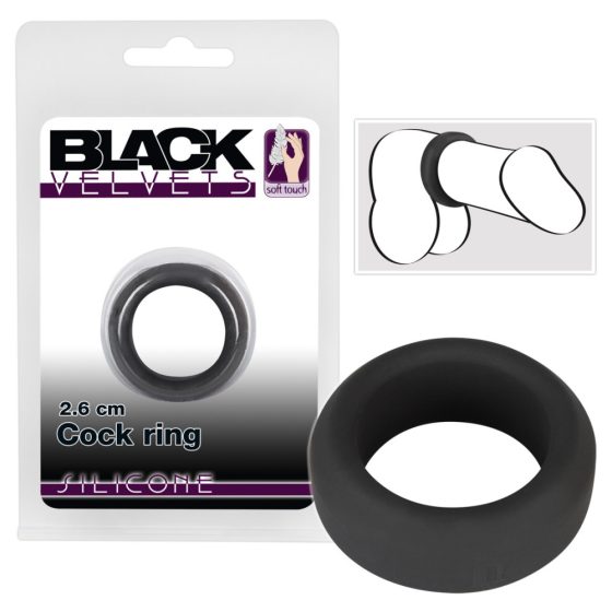 Black Velvet - grubościenny pierścień na penisa (2,6 cm) - czarny