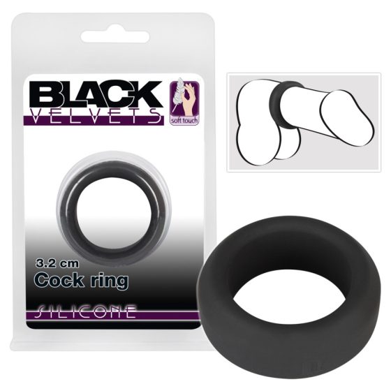 Black Velvet - grubościenny pierścień na penisa (3,2 cm) - czarny