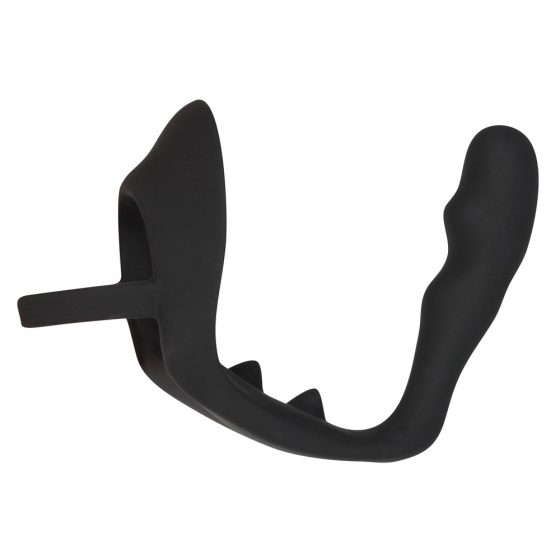 Black Velvet - faliste dildo analne z penisem i pierścieniem na jądra (czarne)