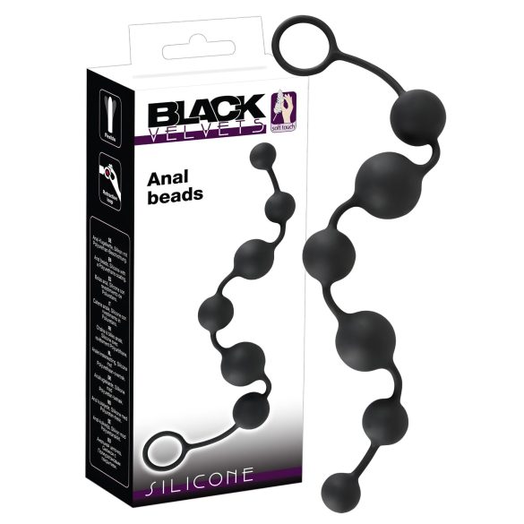 Black Velvet - czarne analne dildo z 6 koralikami
