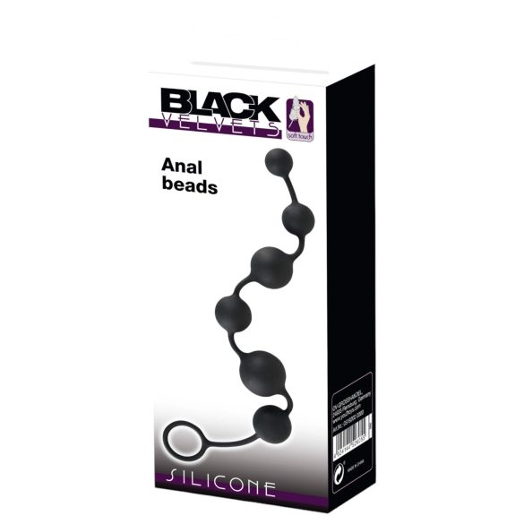 Black Velvet - czarne analne dildo z 6 koralikami