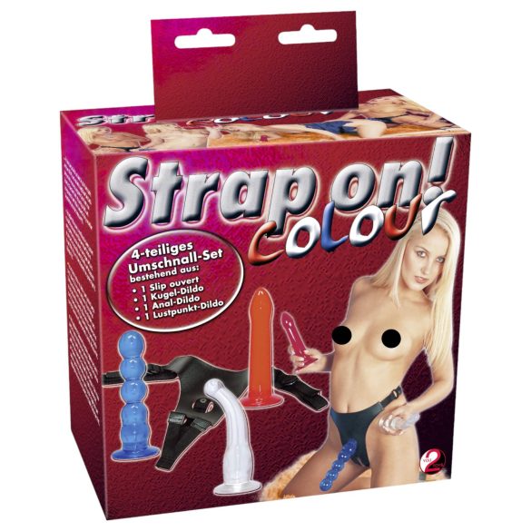 You2Toys - Zestaw wibracyjnych dildo na pasku! - kolorowy