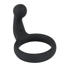   Czarny aksamitny pierścień na penisa ze stymulatorem barierowym (czarny)