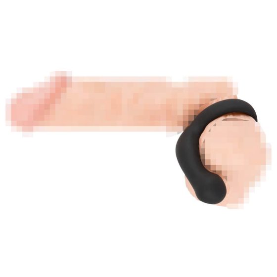Czarny aksamitny pierścień na penisa ze stymulatorem barierowym (czarny)