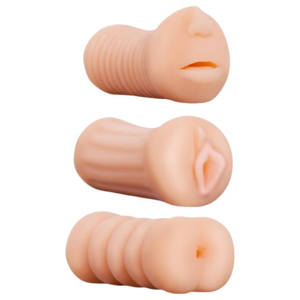 XXX To GO Juicy zestaw (3 szt.) - sztuczna wagina, usta, anus masturbator
