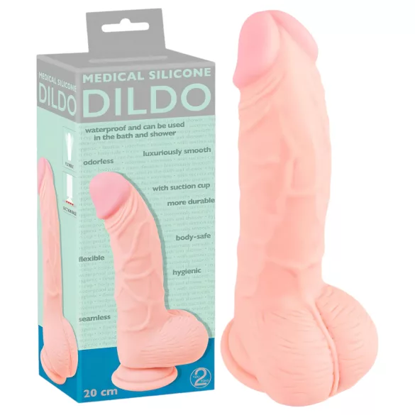 Medical - dildo silikon medyczny - 20 cm - kolor naturalny
