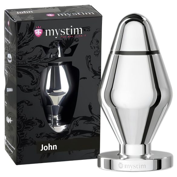 mystim Little John - elektro analny plug - srebrny (duży)