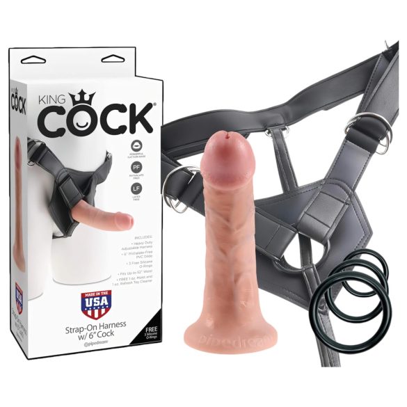 King Cock Strap-On 6 - przymocowywany dildo - naturalny
