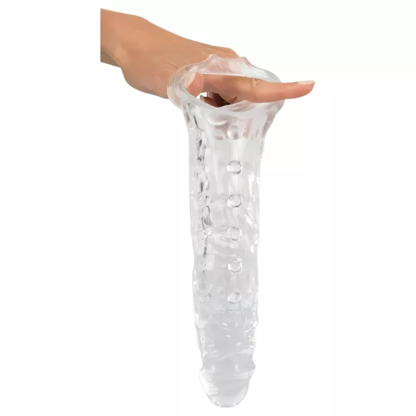 Crystal Skin - nakładka na penisa z wypustkami - przezroczysta