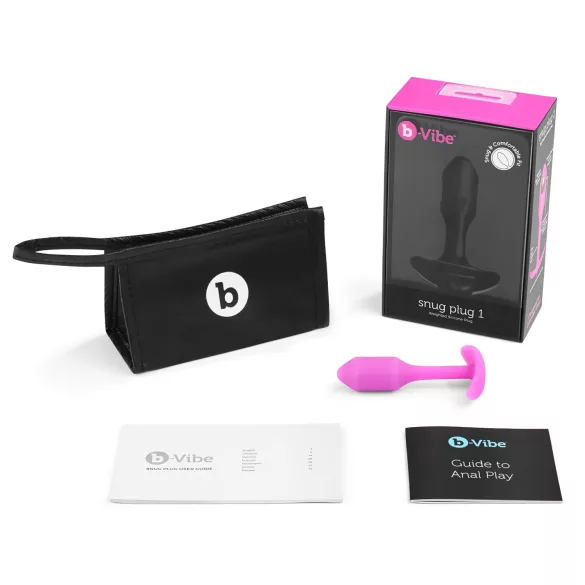 b-Vibe Snug Plug 1 - korek analny z wewnętrznym obciążeniem (55 g, różowy)