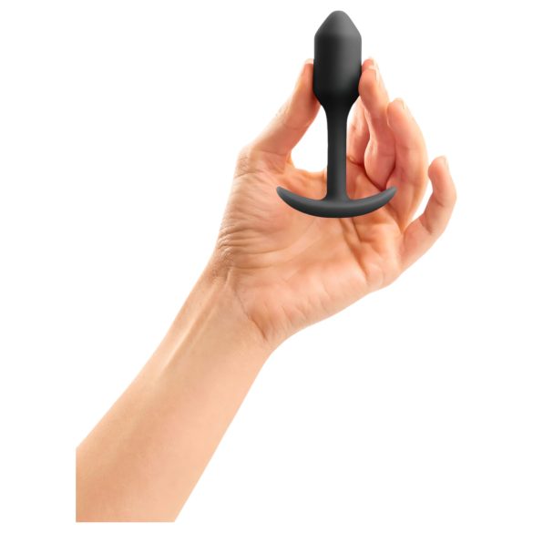 b-vibe Snug Plug 1 - czarny analny plug z wewnętrznym obciążeniem (55g)