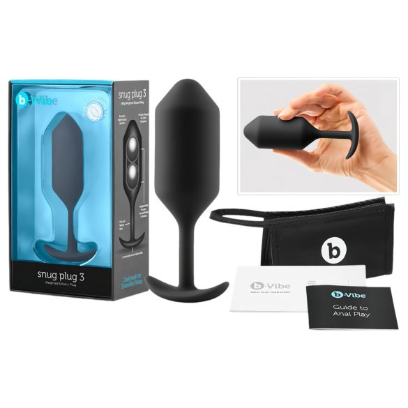 b-vibe Snug Plug 3 - podwójny czarny korek analny (180g)