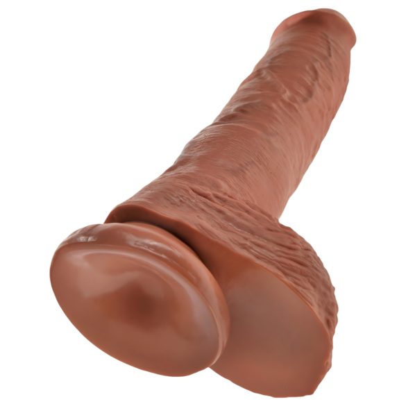 King Cock - duży dildo z jądrami - 25 cm - brązowy