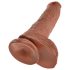 King Cock - duży dildo z jądrami - 25 cm - brązowy