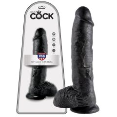 Dildo z jądrami King Cock 10 (25 cm) - czarne