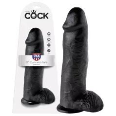   King Cock - duży realistyczny dildo z jądrami - 30 cm - czarny