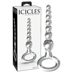 Icicles No. 67 - szklany dildo z kulkami - przezroczysty
