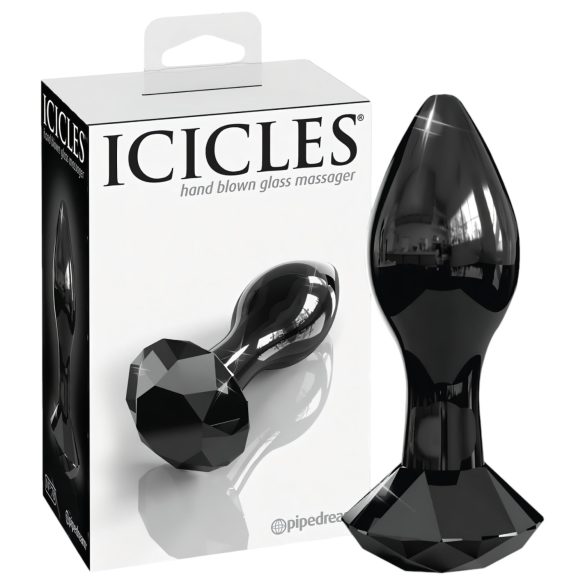 Icicles No. 78 - korek analny szklany stożkowy czarny