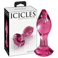 Icicles No. 79 - korek analny szklany stożkowy - różowy