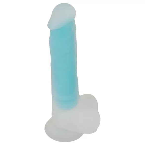 You2Toys - dildo z przyssawką - świecący w ciemności - niebieski